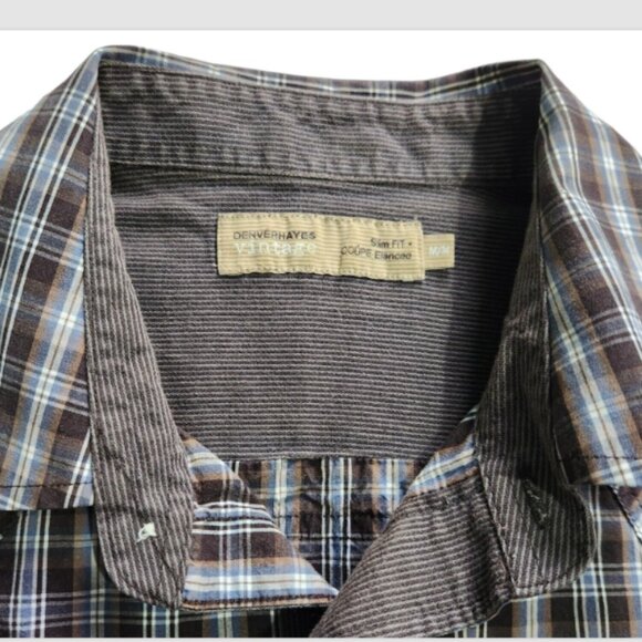 Denver Hayes Shirt Men's Med. Pearl Snap Corduroy Trim Long Sleeve Slim Fit - Picture 3 of 11